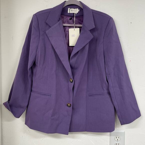 Purple Oversized Womens Blazer Jacket - Picture 1 of 8